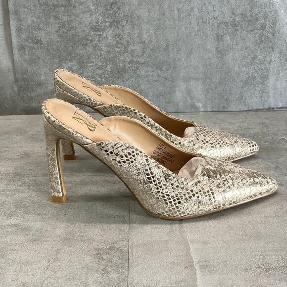NEW YORK & COMPANY Women's Gold Snake Print Cammie Pointed-Toe Mule SZ 6 - Picture 5 of 10
